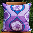 Handmade cushion cover made from vintage 70's fabric