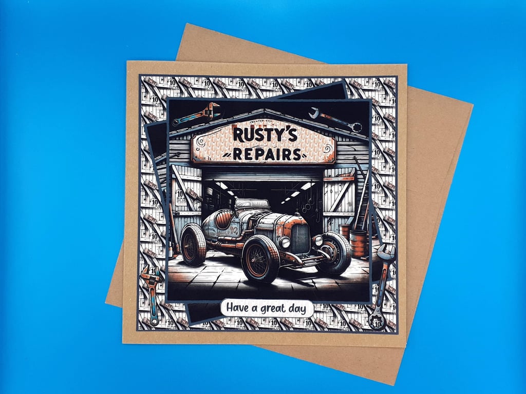 Birthday Card For Him, Handmade, Decoupage 