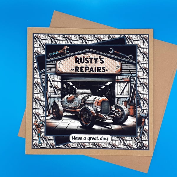 Birthday Card For Him, Handmade, Decoupage 