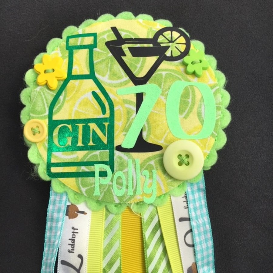 Gin themed Birthday badge - Birthday Rosette