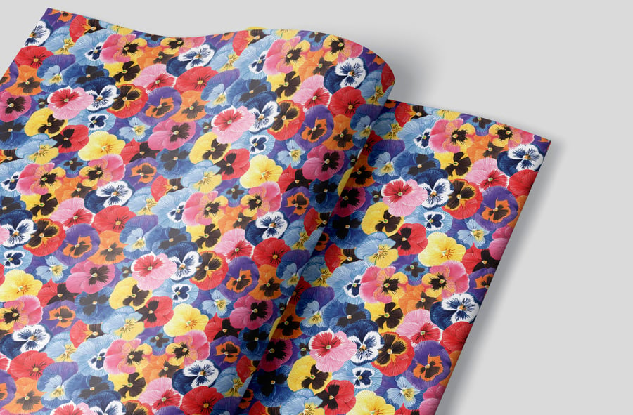 Pansy floral wrapping paper, gift wrap