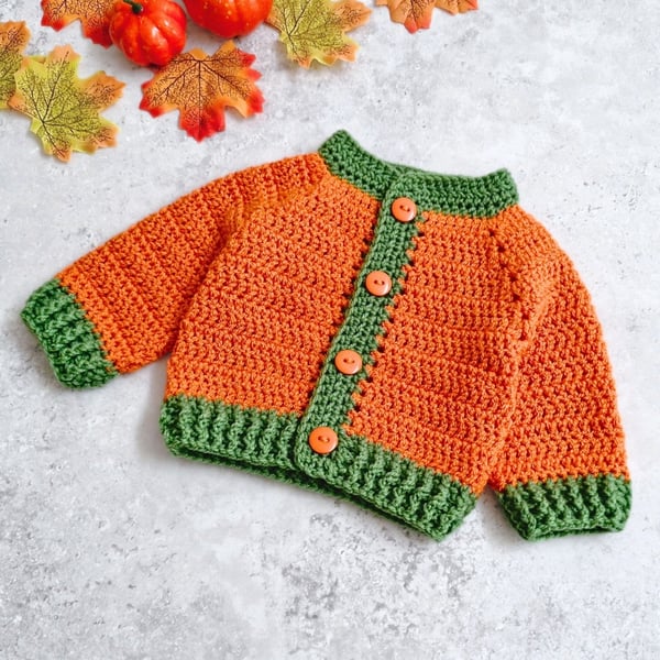Pumpkin Crochet Baby Cardigan - First Halloween Gift