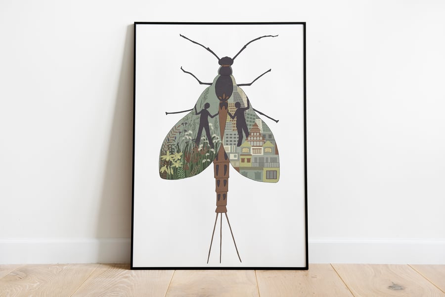 Mayfly Symbolic Art Print  Embracing Duality  Sizes A5 to A3  Unframed