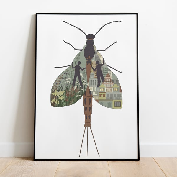 Mayfly Symbolic Art Print  Embracing Duality  Sizes A5 to A3  Unframed