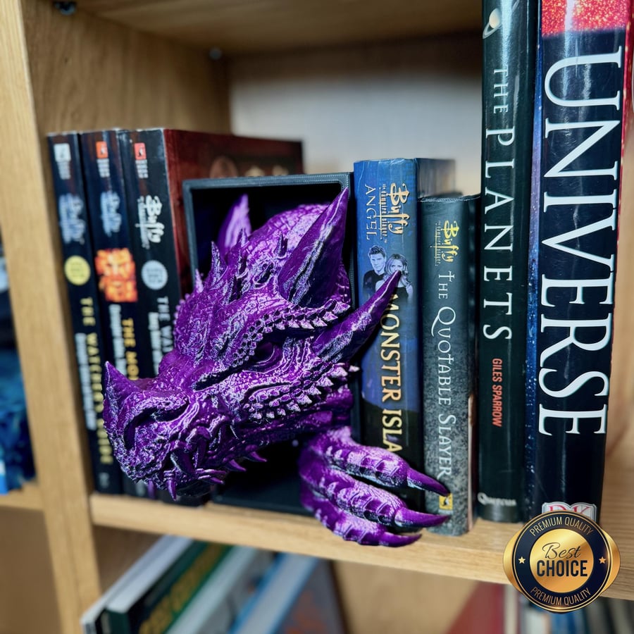 3D Printed Dragon Book Nook: Fantasy Bookend Shelf Decor