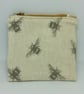  Coin Purse, grey bees on beige linen. - Image 3