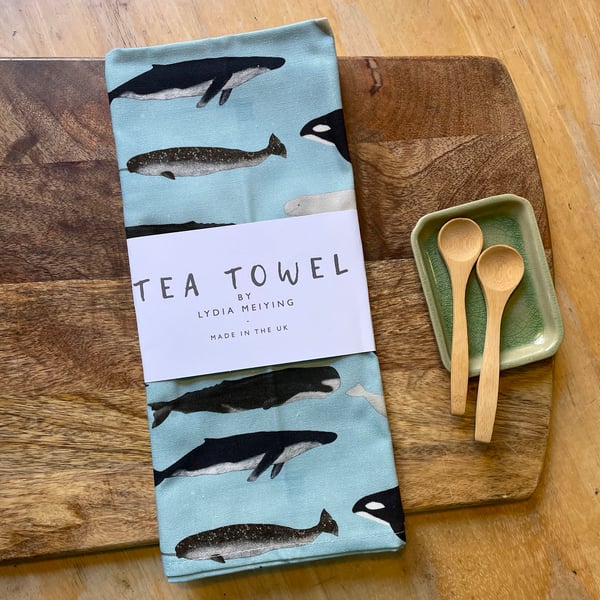 Whales - Tea Towel