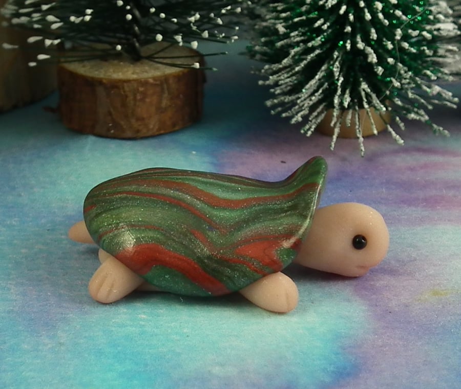 Tiny bronze tortoise 'Hector' OOAK Sculpt by artist Ann Galvin Gnome Village