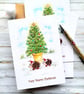 Christmas Cards - Christmas Tree, Hedgehogs - Set of 4 original christmas cards - Image 4