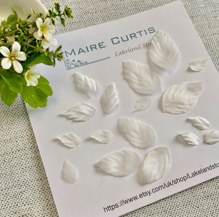 Hand Crafted Ivory Silk Satin Leaves Folksy