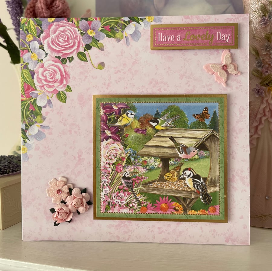 Bird Table and Garden Greeting Card