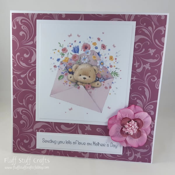 Handmade Mother's Day card - flower bear
