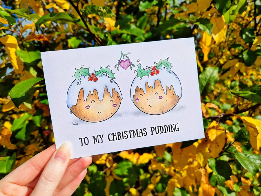 Cute Christmas Card, Christmas Pudding Card