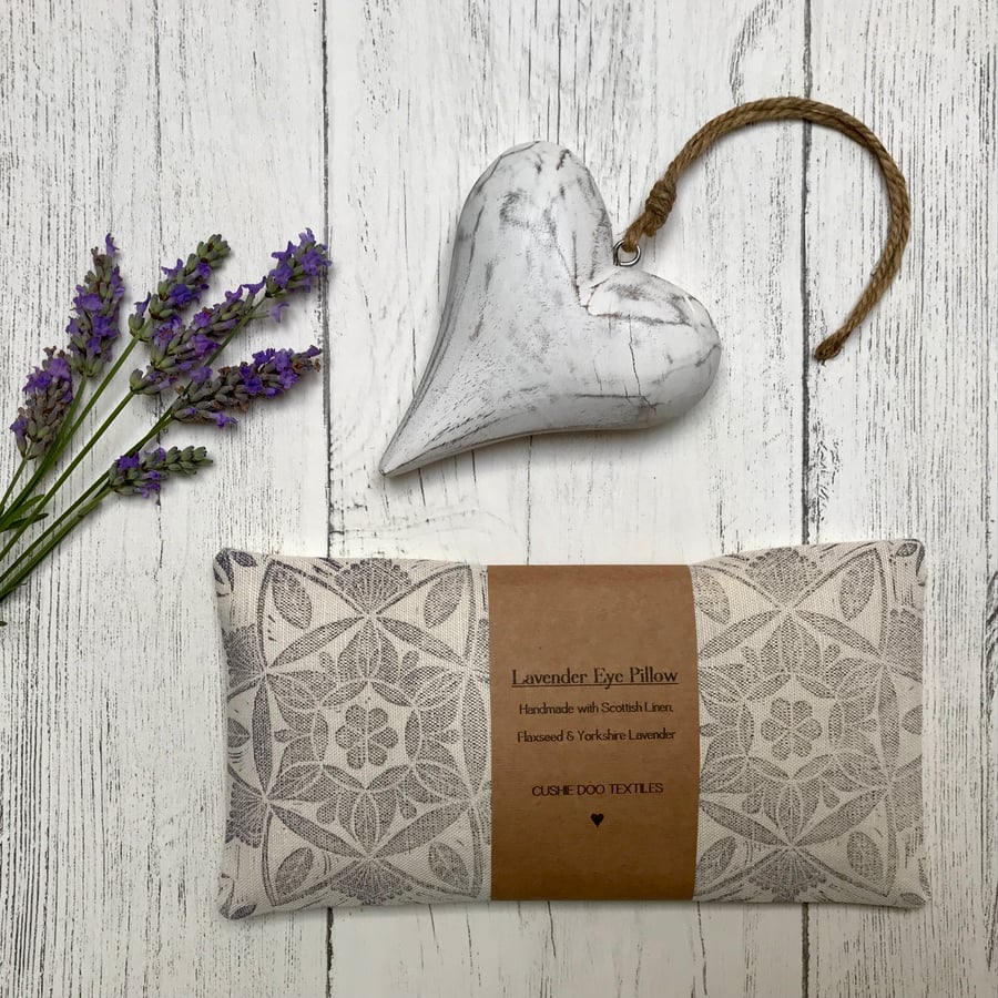 Hand Printed Linen Lavender Eye Pillow