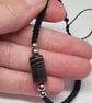 Men's Striped Agate Bracelet Adjustable Black Cord Stainless Steel - Image 4