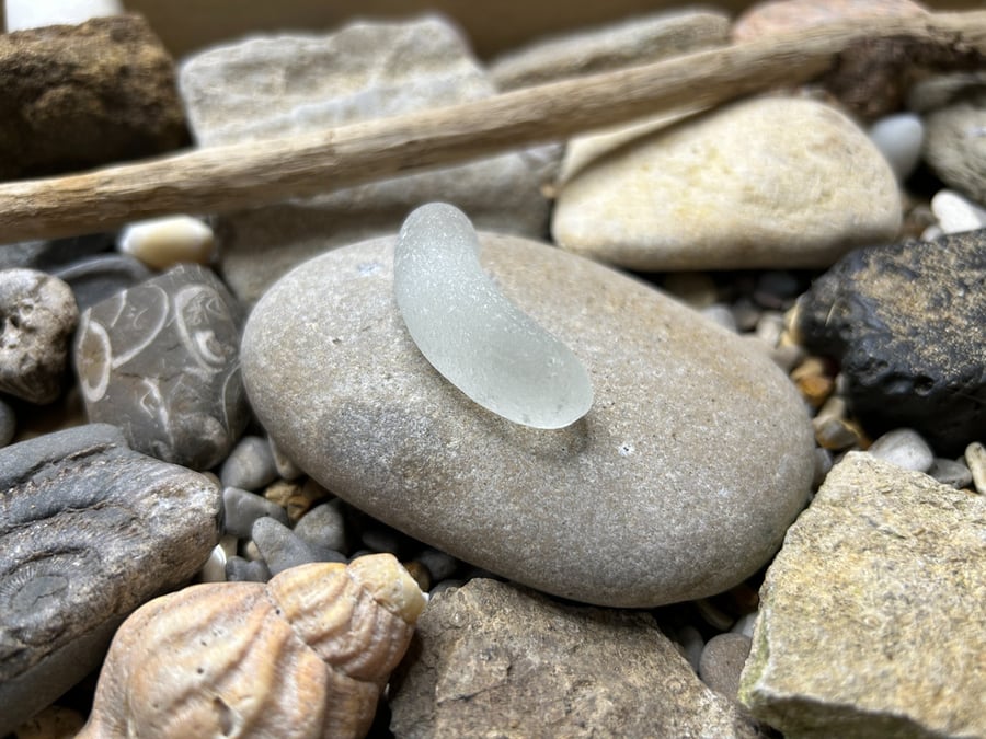 Large sculpted, frosted Sea glass - Organic curved form - Seaham beach glass