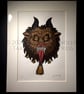 Krampus Head in Colour - Limited Edition - Linoprint - Hand Painted - Image 6