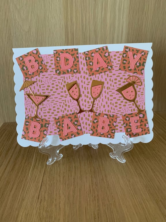 B Day Babe Cocktail Birthday Card 