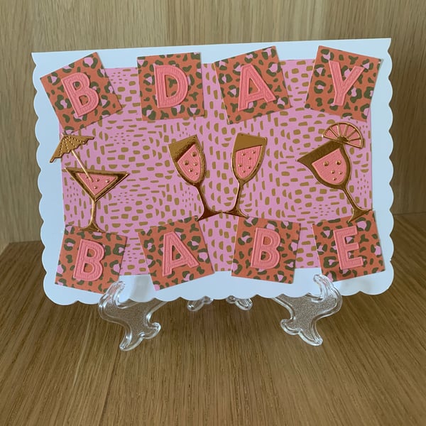 B Day Babe Cocktail Birthday Card 