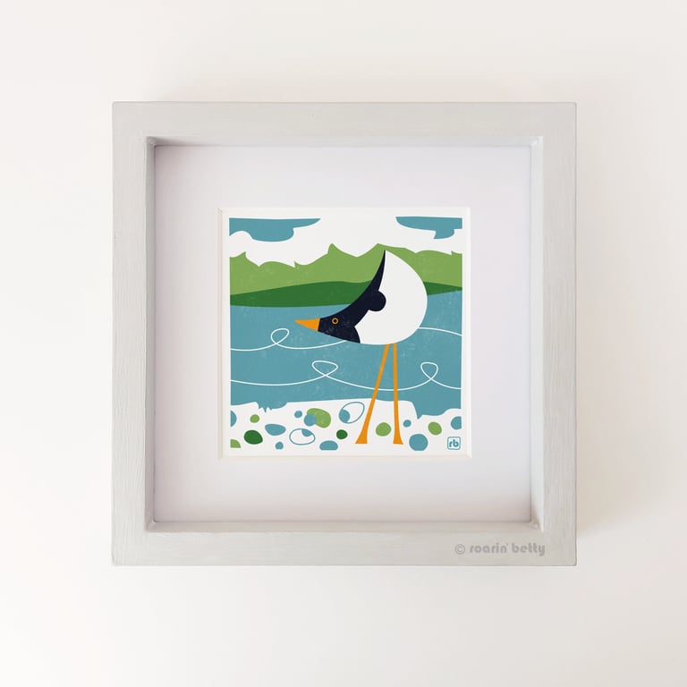 Oystercatcher Feeding On The Shoreline, original Giclee print