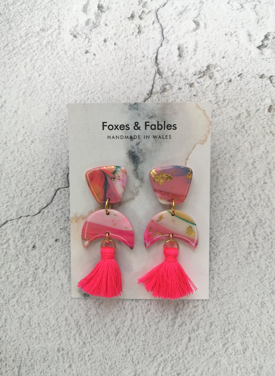 Tutti Frutti Collection Chandelier Earrings with Tassles