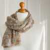 Lace muffler or scarf crocheted with soft and airy lace mohair and silk yarn in 