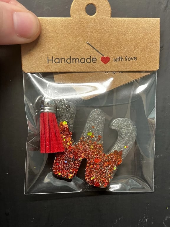 Resin Initial Keyring - W