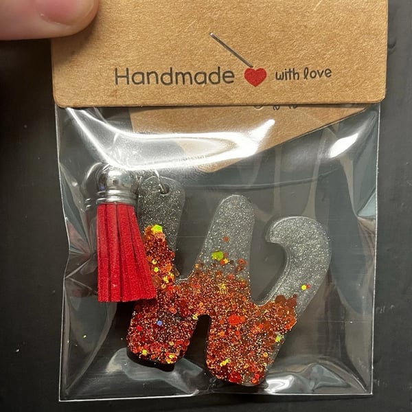 Resin Initial Keyring - W