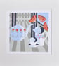 The tables set.   Original lino print. - Image 2