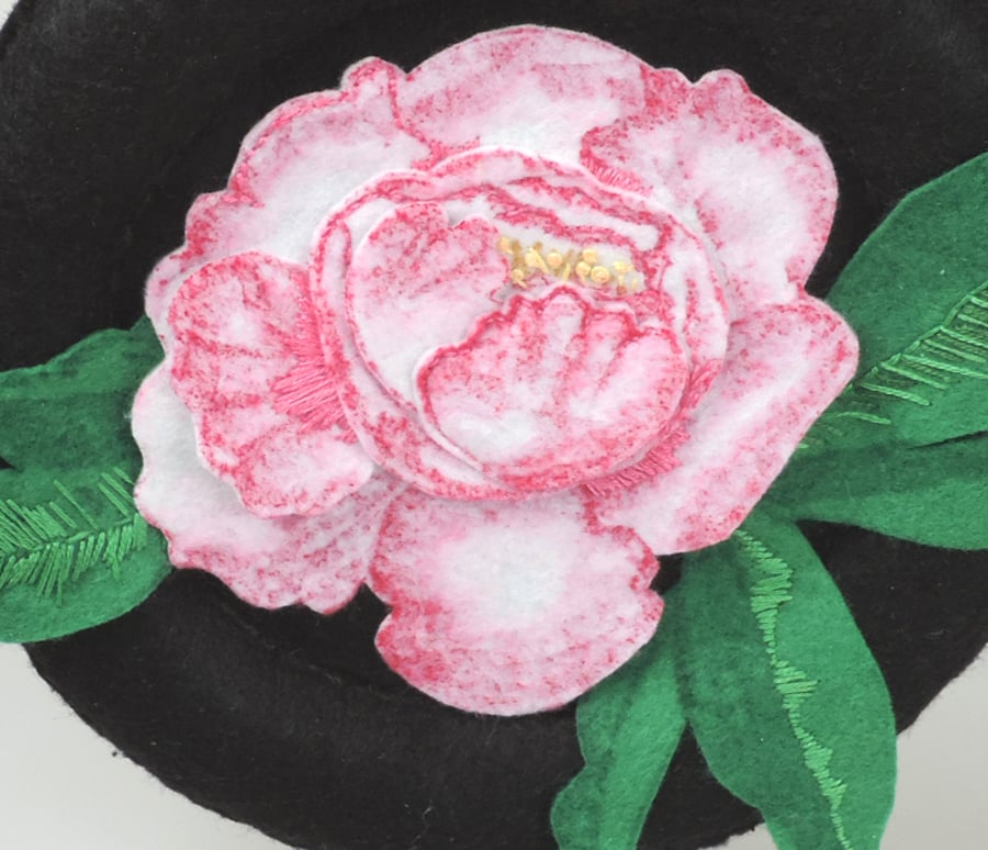 Peony Flower Hand stitched felt decorative hanging