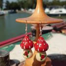 Hand painted Toadstool Woodland Earrings 