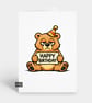Funny Grumpy Birthday Card For Him Or Her - Bear Holding Sign