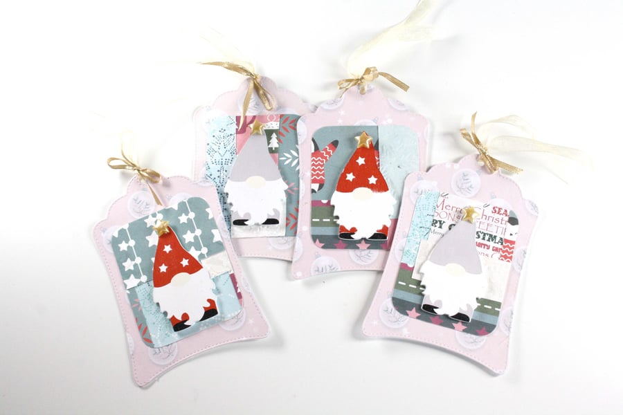 Wooden Gonk Gnome Christmas Gift Tag Set