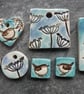 Handmade Ceramic Cow Parsley pendant in turquoise and blue - Image 8