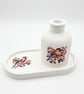 Handmade Eco Resin Bullfinch Vase and Trinket Tray Set - Sustainable Botanical B