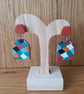 Harlequin Style Terracotta Stud and Drop Earrings - Image 1