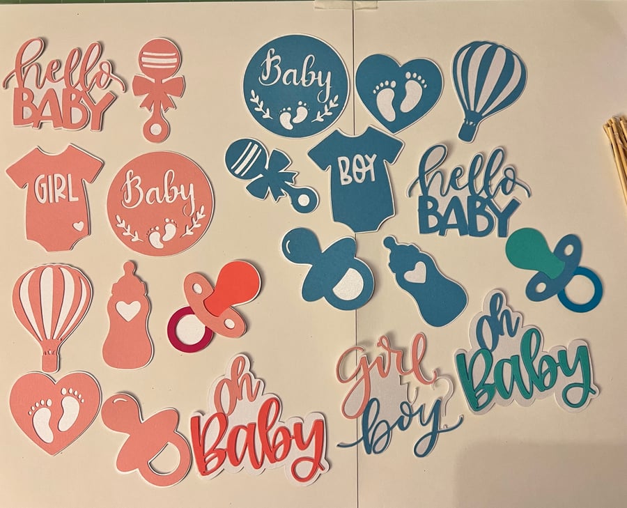 Baby Shower Cupcake Toppers – Boy & Girl Theme