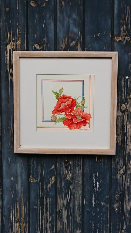 Red poppies original watercolour painting