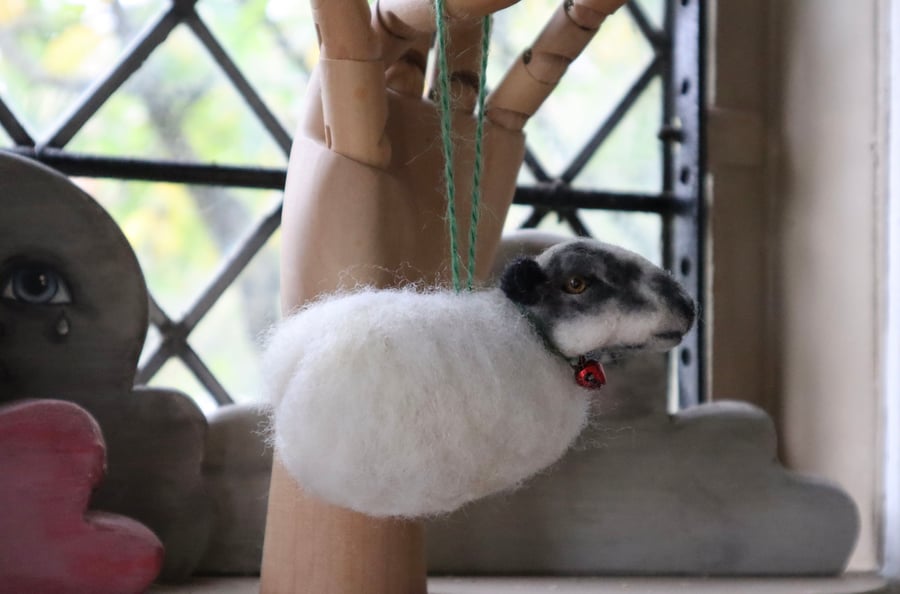 Needle felted Mule sheep Bauble