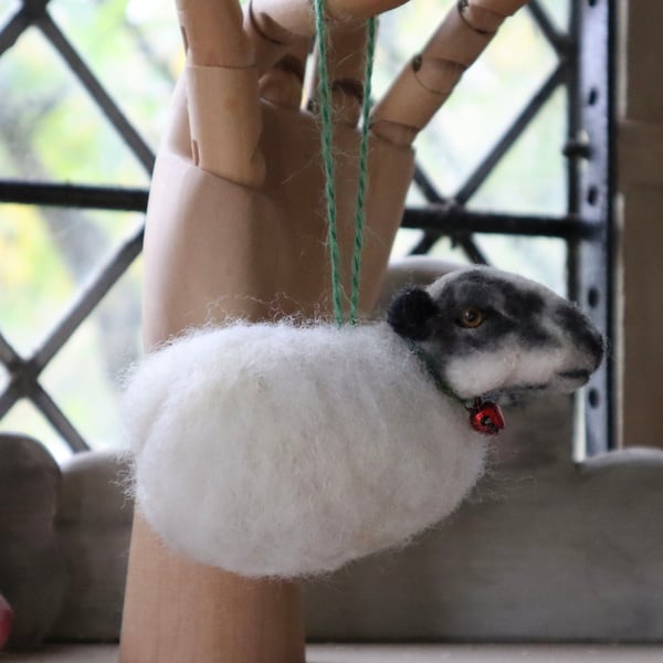 Needle felted Mule sheep Bauble