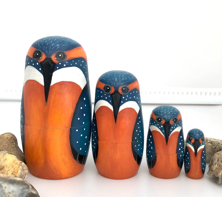 Kingfisher nesting dolls ( small set of 4)
