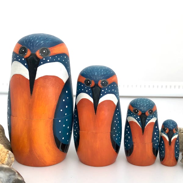 Kingfisher nesting dolls ( small set of 4)