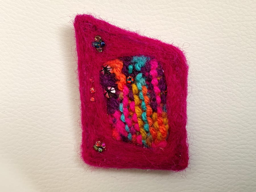  Felted Wooly Knit Brooch.