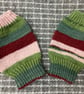 Hand knitted multi colour fingerless gloves. 