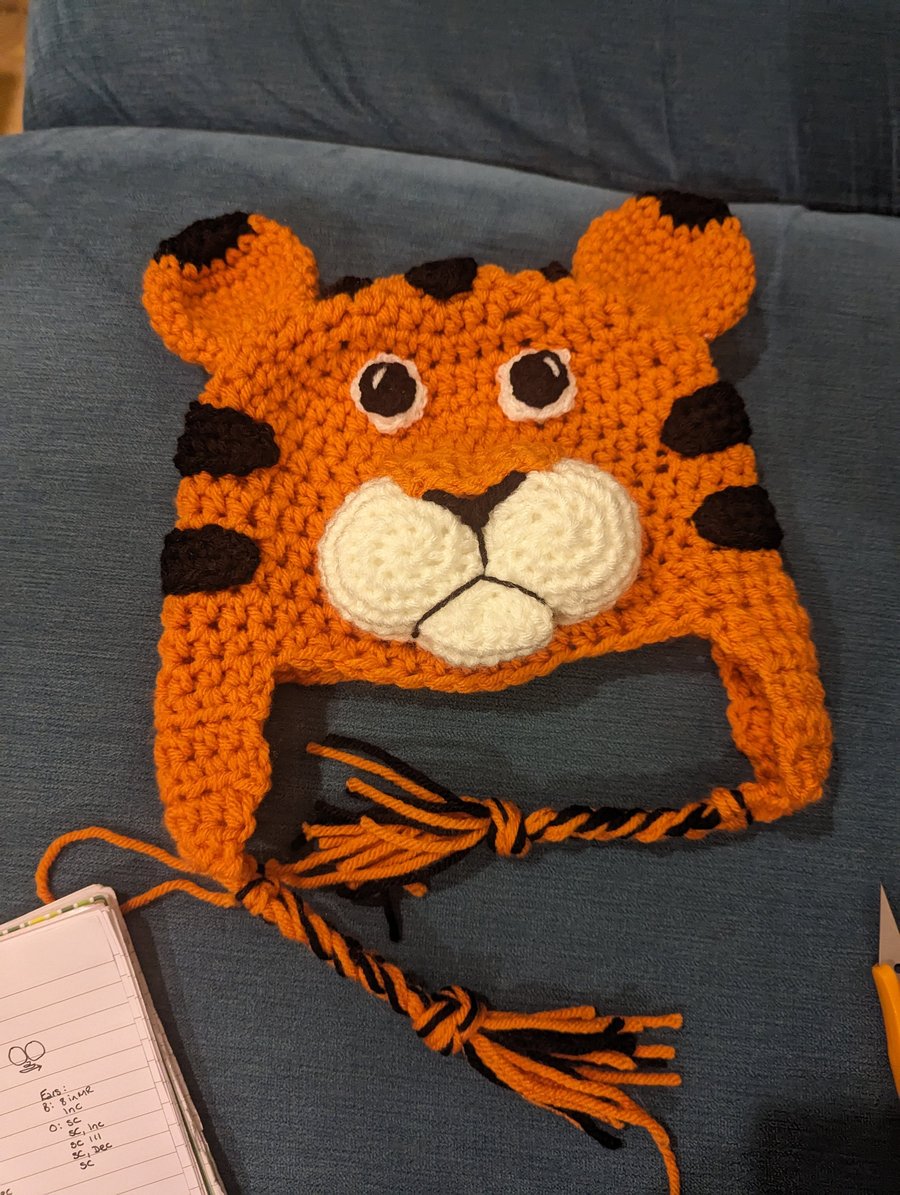 Crochet tiger hat, winter novelty hat, newborn, child, toddler, adult sizes