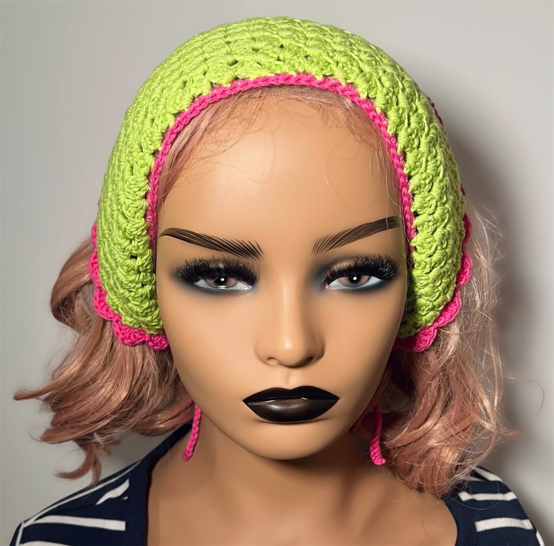 Y2K crochet bandana headscarf 