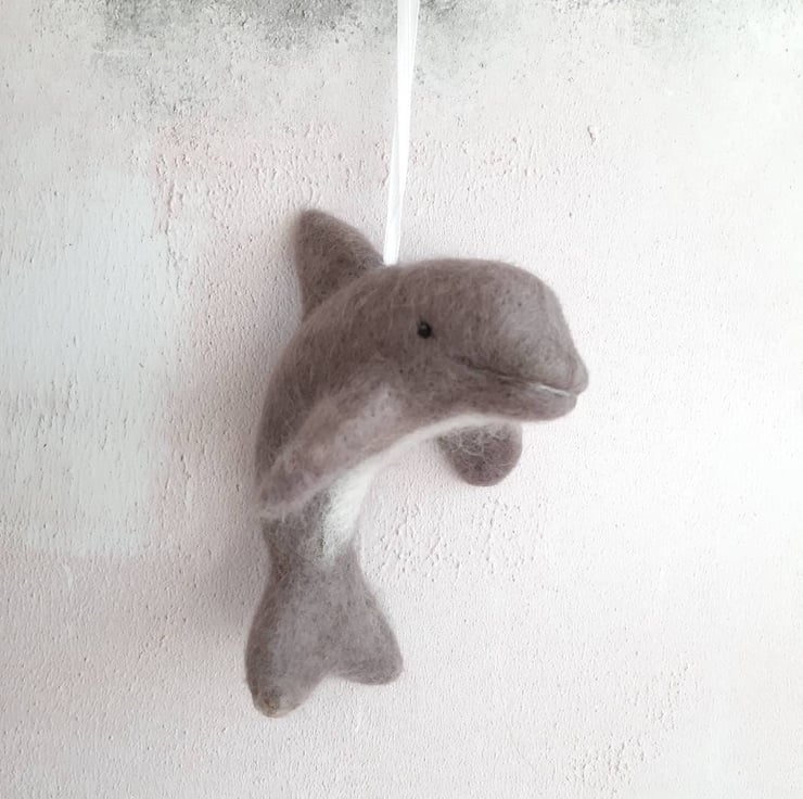 Felted dolphin decoration - Folksy