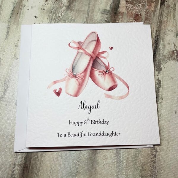 Personalised Ballet Shoes Ballerina Birthday Card For Her Happy Birthday