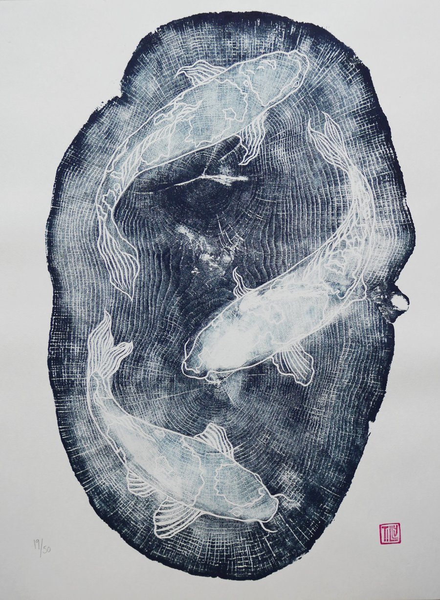 Japanese Woodblock print, koi