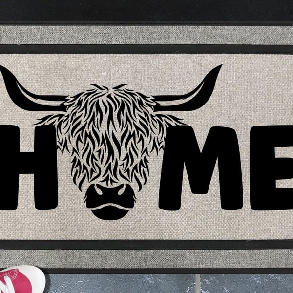 Highland Cow Home Door Mat No.2 - Highland Cow All Weather Doormat - 45x70cm 